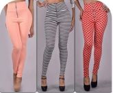 Calça cós alto e zipper